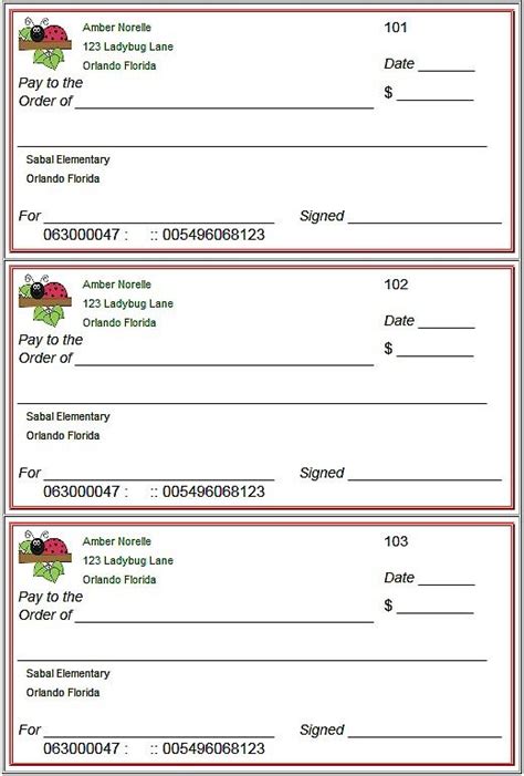 free printable checks for teaching.